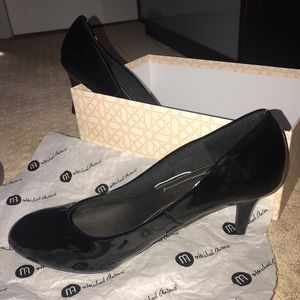 black shiny heels